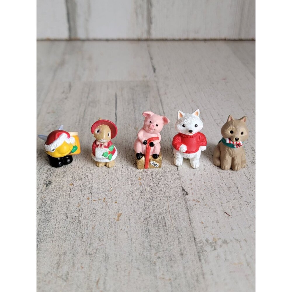 Hallmark merry Miniatures pig bee honey bunny set Xmas‎ decor